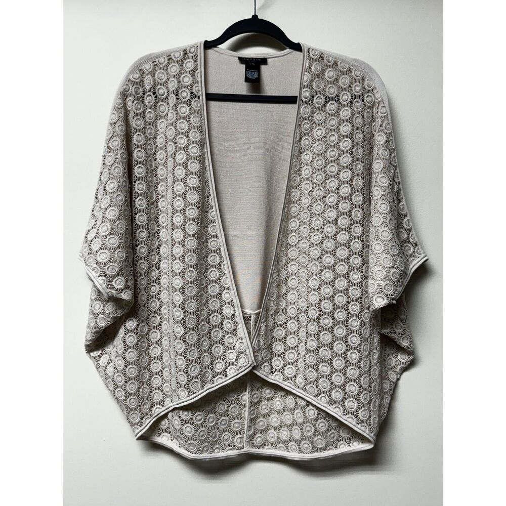 LAFAYETTE 148 Lace Kimono Open Cardigan Batwing Sweater, Sz S